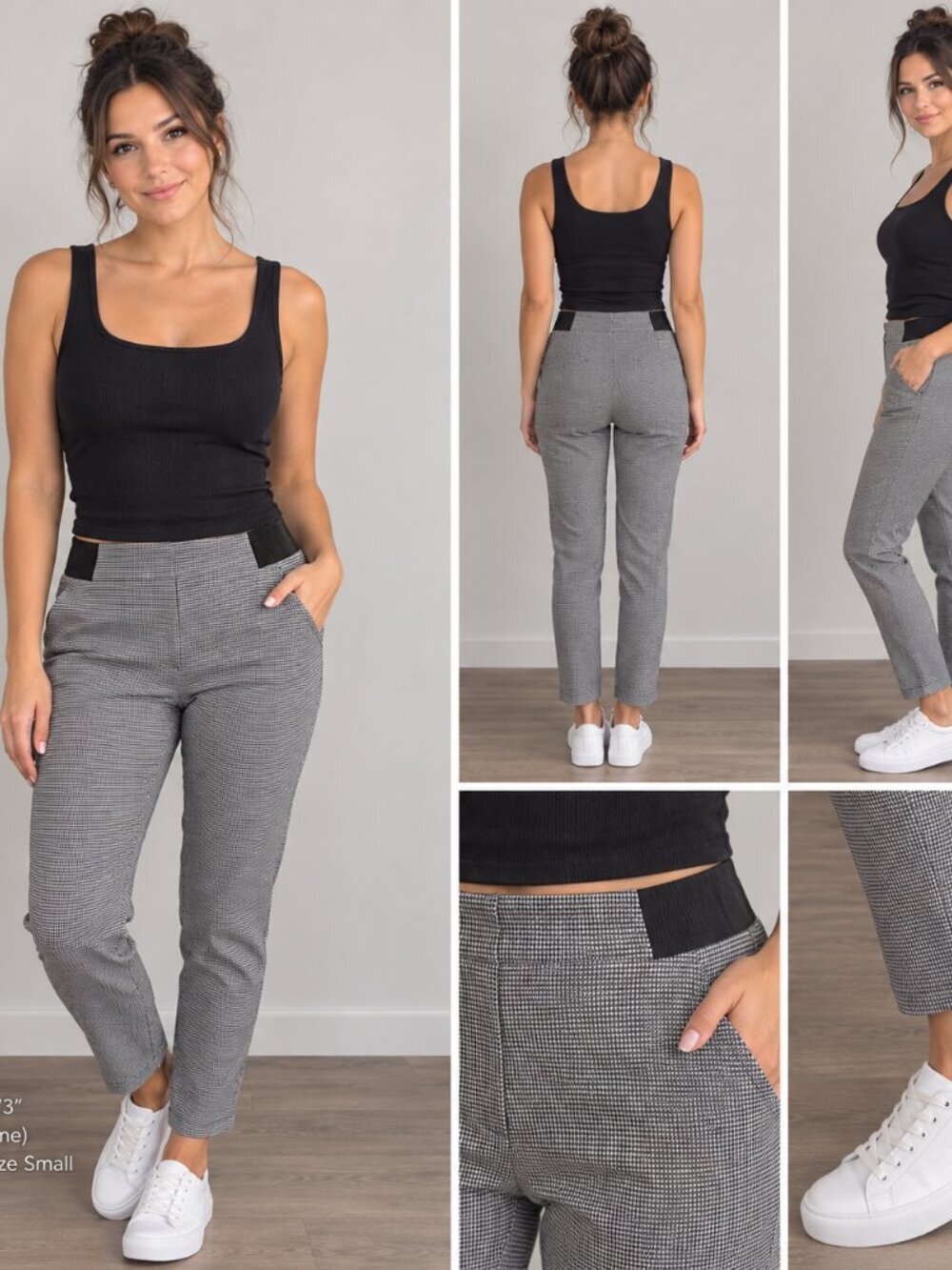 CLEO Petites Size Small Black/White Houndstooth Skinny Pants